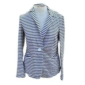 Philosophy long sleeve striped blazer one button closure, black/white, small